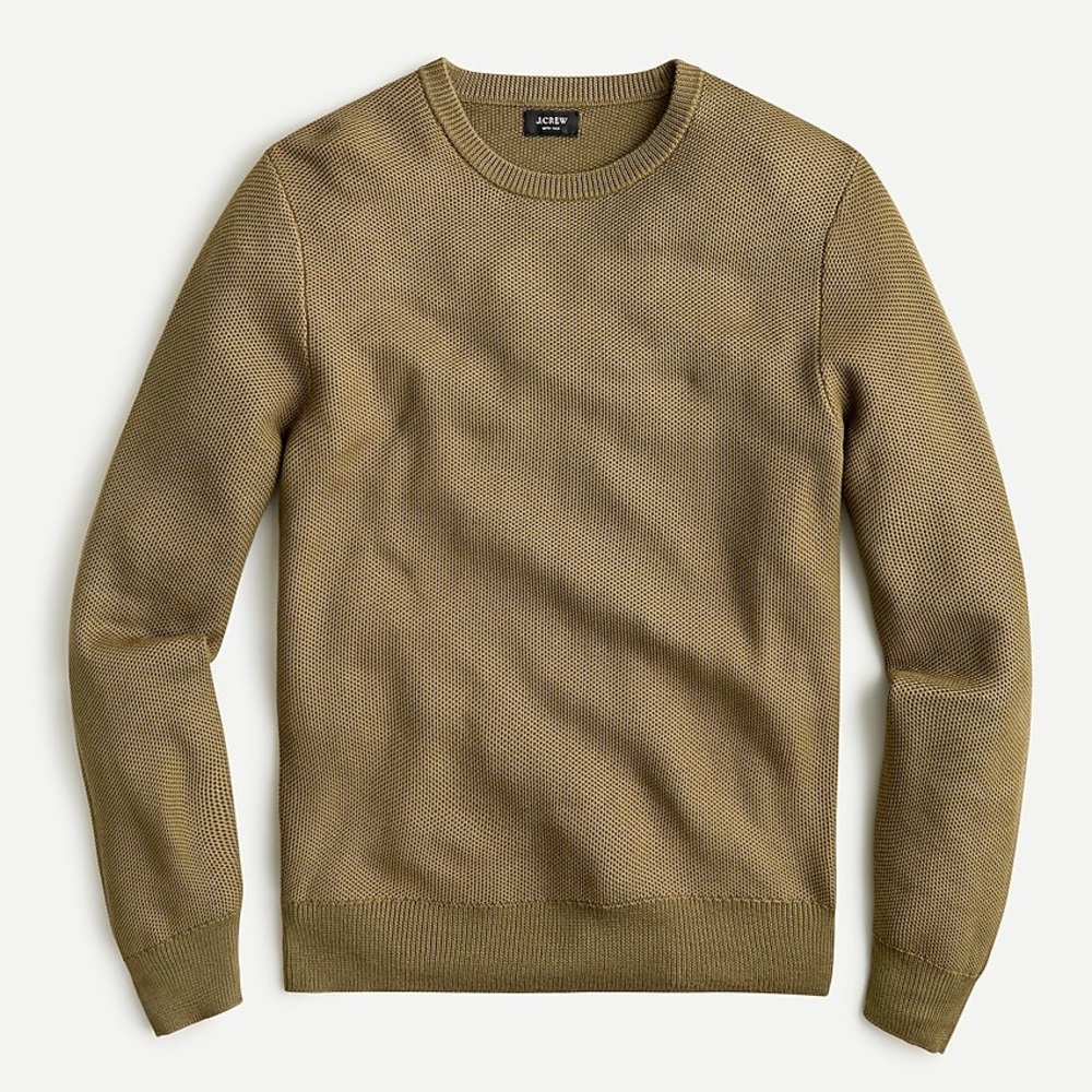 J Crew Supima® Cotton-silk Piqué Crewneck Olive Green Sweater Size XL